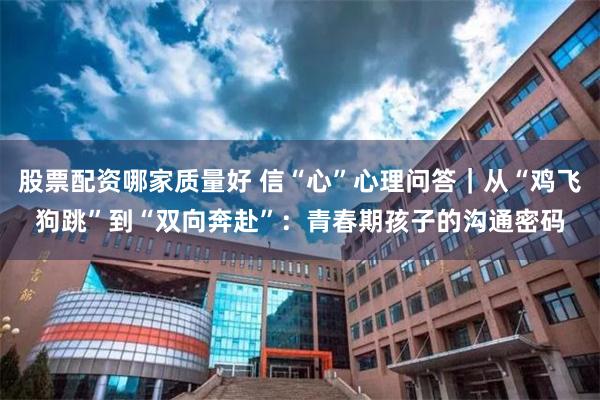 股票配资哪家质量好 信“心”心理问答｜从“鸡飞狗跳”到“双向奔赴”：青春期孩子的沟通密码