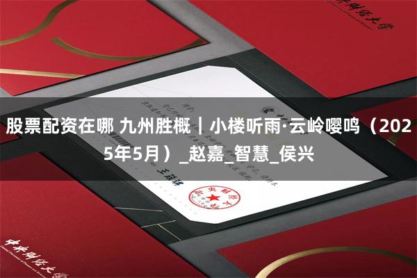 股票配资在哪 九州胜概｜小楼听雨·云岭嘤鸣（2025年5月）_赵嘉_智慧_侯兴
