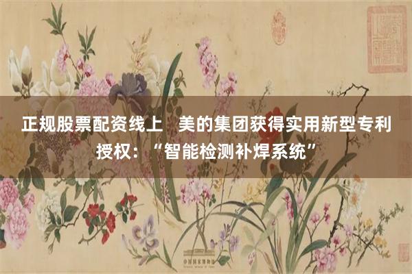 正规股票配资线上   美的集团获得实用新型专利授权：“智能检测补焊系统”