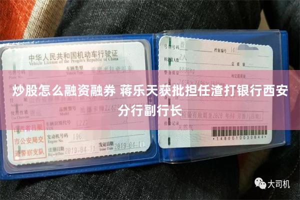 炒股怎么融资融券 蒋乐天获批担任渣打银行西安分行副行长